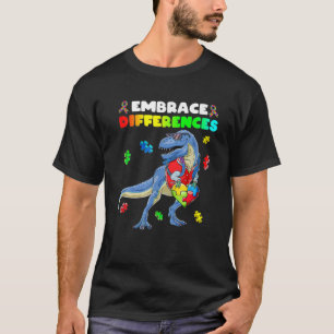 Camiseta Autismo Conciencia Dinosaurio Rompecabezas del cor