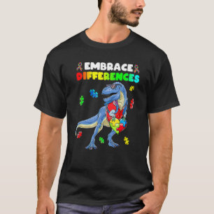 Camiseta Autismo Conciencia Dinosaurio Rompecabezas del cor