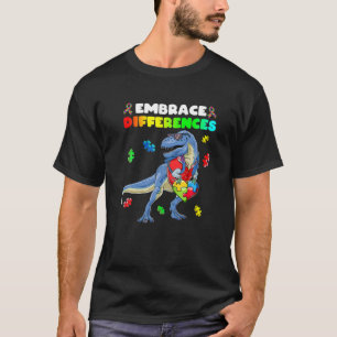 Camiseta Autismo Conciencia Dinosaurio Rompecabezas del cor