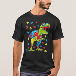 Camiseta Autismo Conciencia Dinosaurio Rompecabezas Niños N