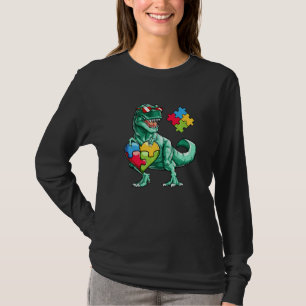 Camiseta Autismo Conciencia Dinosaurio T Rex Heart Puzzle P