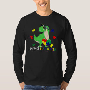 Camiseta Autismo Conciencia Dinosaurio T Rex Heart Puzzle P