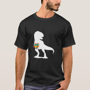 Camiseta Autismo Conciencia Dinosaurio T Rex Puzzle Heart