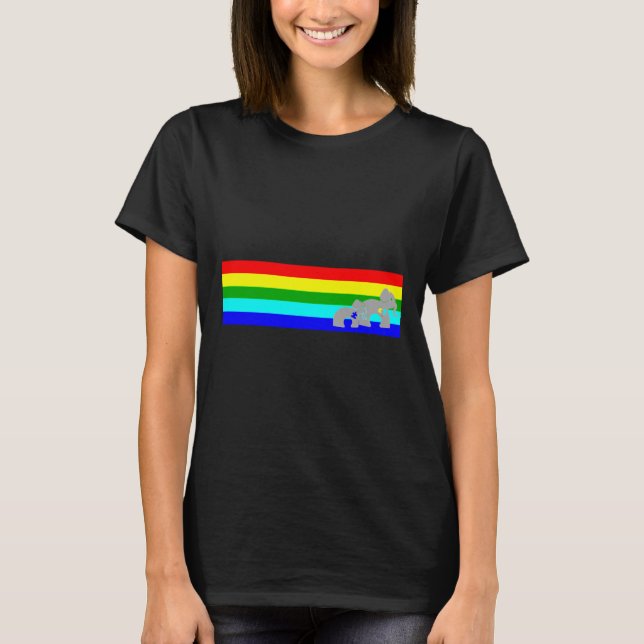 Camiseta Autismo Conciencia Elefante Camina Multicolor Band (Anverso)