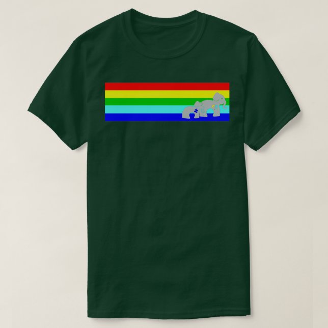 Camiseta Autismo Conciencia Elefante Camina Multicolor Band (Diseño del anverso)