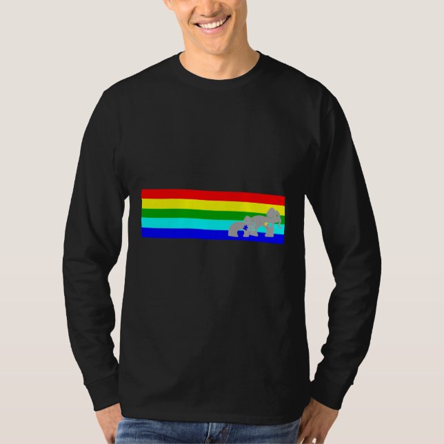 Camiseta Autismo Conciencia Elefante Camina Multicolor Band (Anverso)