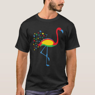 Camiseta Autismo Conciencia Flamingo Color del rompecabezas