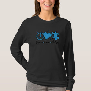 Camiseta Autismo Conciencia Graciosa Paz Amor Rompecabezas 