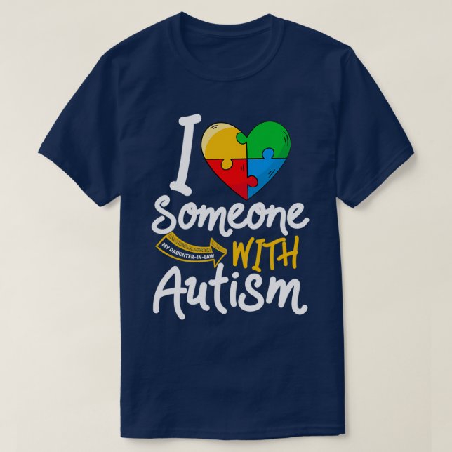 Camiseta Autismo Conciencia Hija de la ley Amo a Alguien Wi (Diseño del anverso)