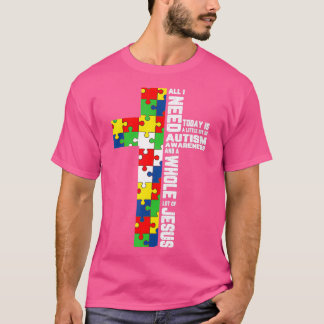 Camiseta Autismo Conciencia Jesús Cruzar el Rompecabezas Gu