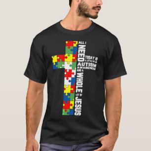Camiseta Autismo Conciencia Jesús Cruzar el Rompecabezas Gu
