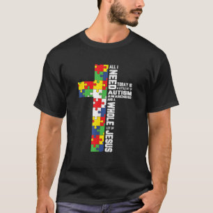Camiseta Autismo Conciencia Jesús Cruzar el Rompecabezas Gu