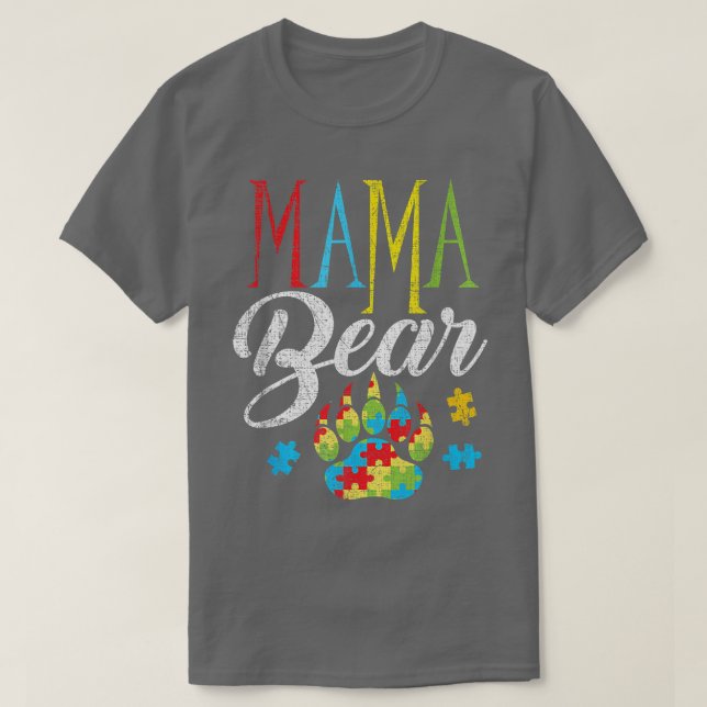 Camiseta Autismo Conciencia Mama Bear Puzzle Piece Premium (Diseño del anverso)