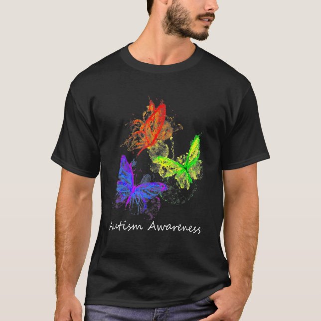 Camiseta Autismo Conciencia Mariposas Sin Piezas De Rompeca (Anverso)