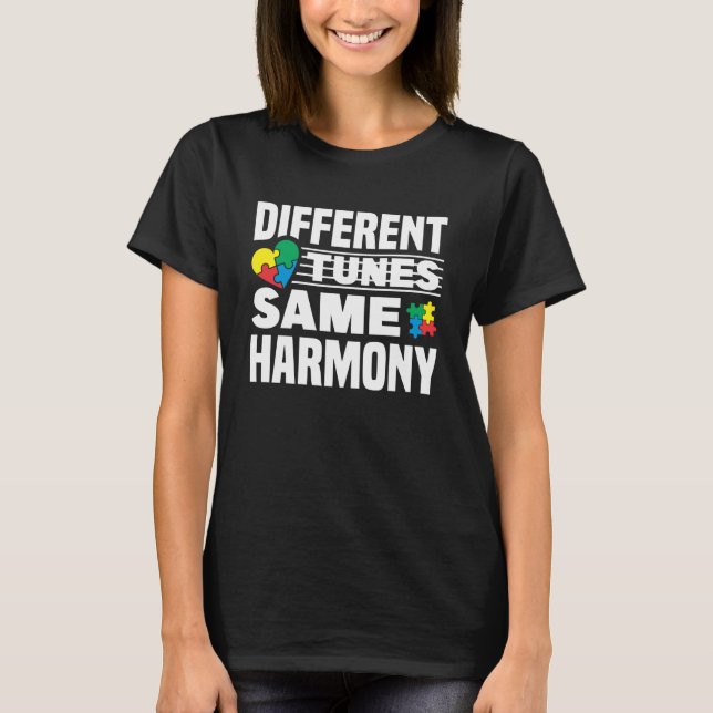 Camiseta Autismo Conciencia Mes Diferentes Tunes Mismo Harm (Anverso)