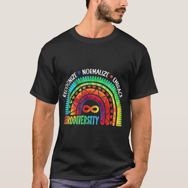 Camiseta Autismo Conciencia Mes Neurodiversidad Arco iris (Anverso)
