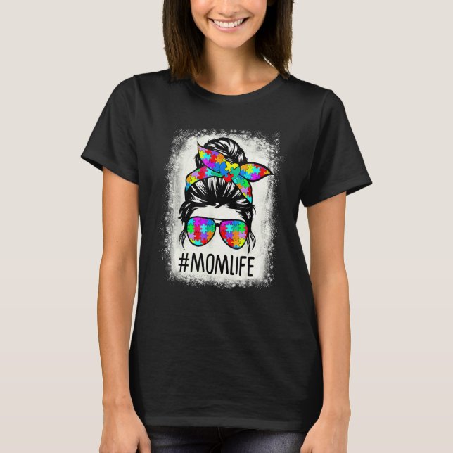 Camiseta Autismo Conciencia Momlife Bromeante Rompecabezas  (Anverso)