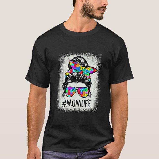 Camiseta Autismo Conciencia Momlife Bromeante Rompecabezas  (Anverso)
