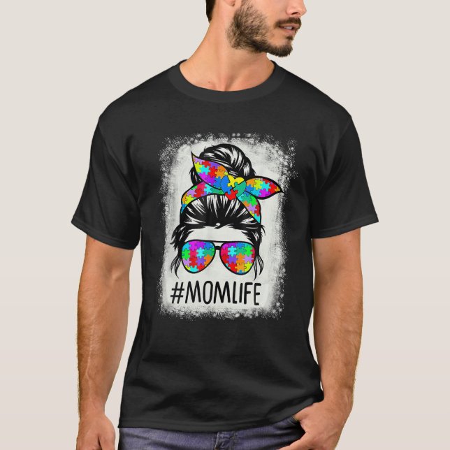Camiseta Autismo Conciencia Momlife Bromeante Rompecabezas  (Anverso)