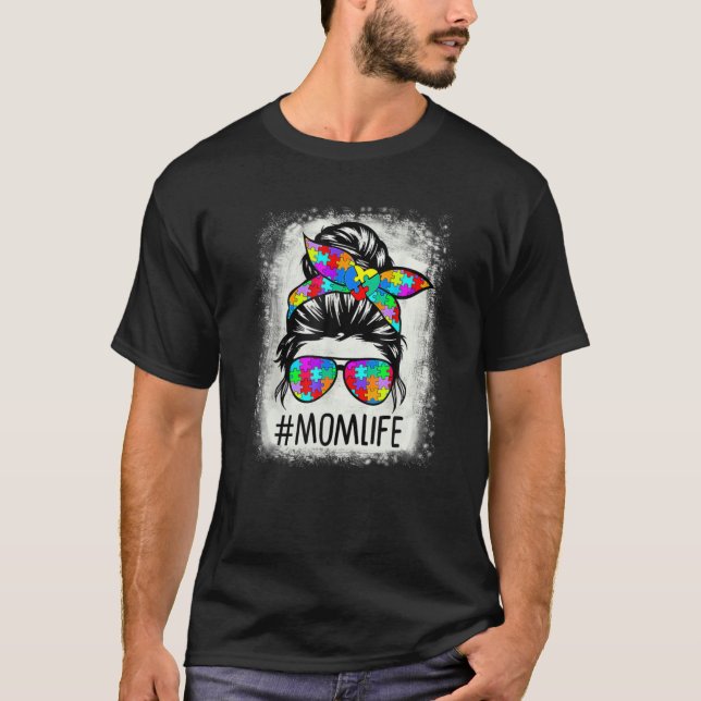 Camiseta Autismo Conciencia Momlife Bromeante Rompecabezas  (Anverso)
