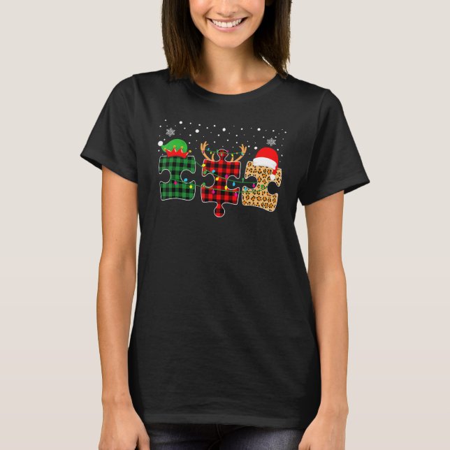 Camiseta Autismo Conciencia: Navidades del rompecabezas de  (Anverso)