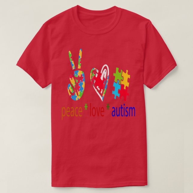 Camiseta Autismo Conciencia Paz Amor Autismo Conciencia (Diseño del anverso)