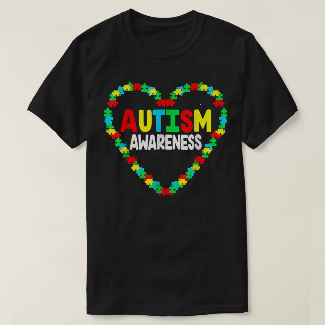 Camiseta Autismo Conciencia Pieza de rompecabezas del coraz (Diseño del anverso)