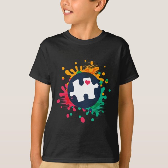 Camiseta Autismo Conciencia Pieza Rompecabezas Amor Apoyo a (Anverso)