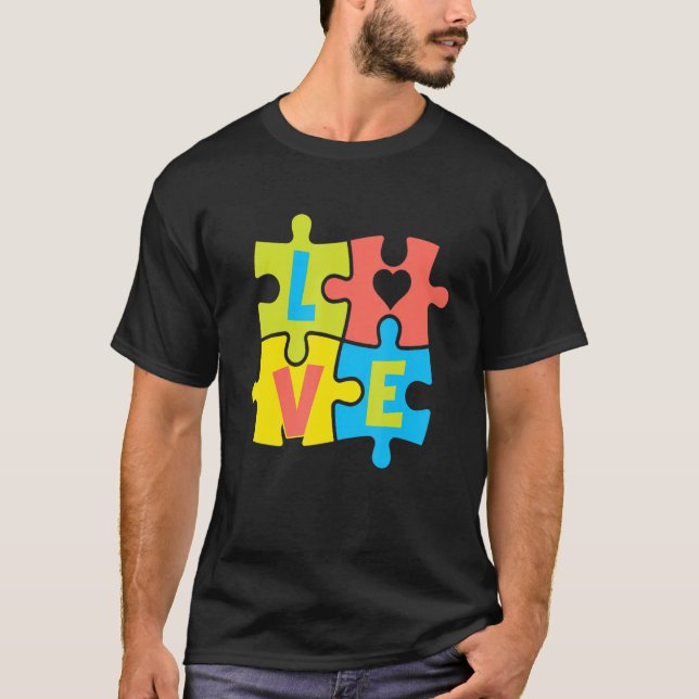 Camiseta Autismo Conciencia Rompecabezas Amor Corazón Autis (Anverso)