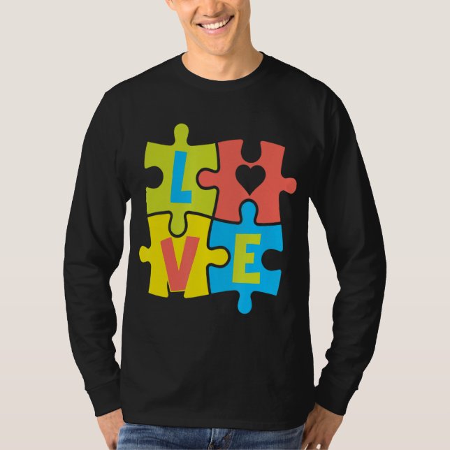 Camiseta Autismo Conciencia Rompecabezas Amor Corazón Autis (Anverso)