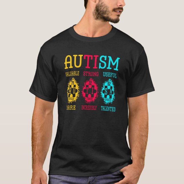 Camiseta Autismo Conciencia Rompecabezas Elementos De Tabla (Anverso)