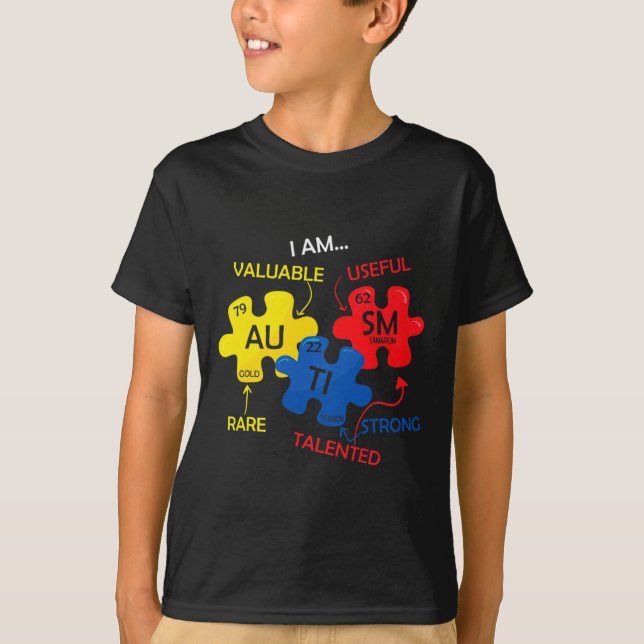 Camiseta Autismo Conciencia Rompecabezas Elementos Periódic (Anverso)