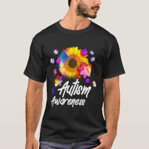 Camiseta Autismo Conciencia Rompecabezas Girasol