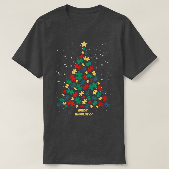 Camiseta Autismo Conciencia sobre el árbol de Navidad Autis (Diseño del anverso)