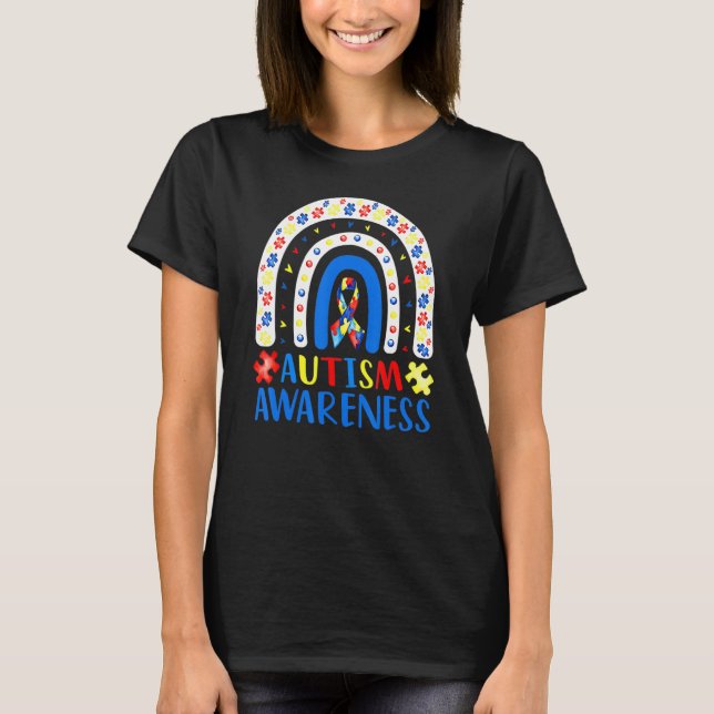 Camiseta Autismo Conciencia sobre el rompecabezas del arcoi (Anverso)