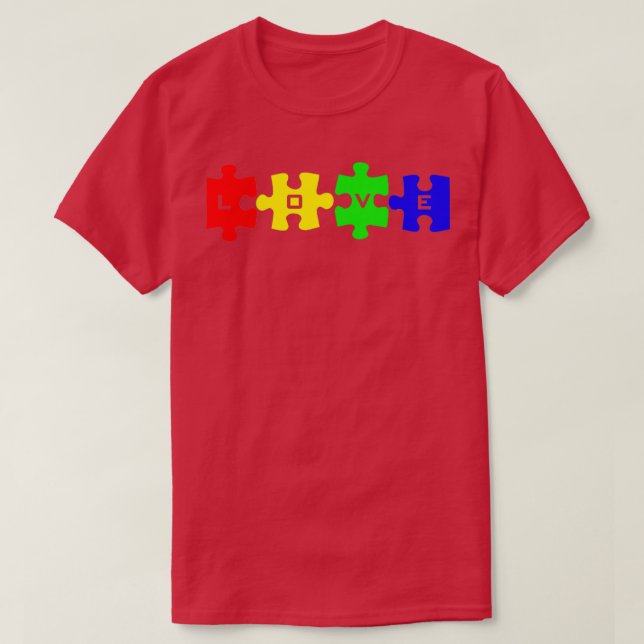 Camiseta Autismo Concienciación Amor piezas del rompecabeza (Diseño del anverso)