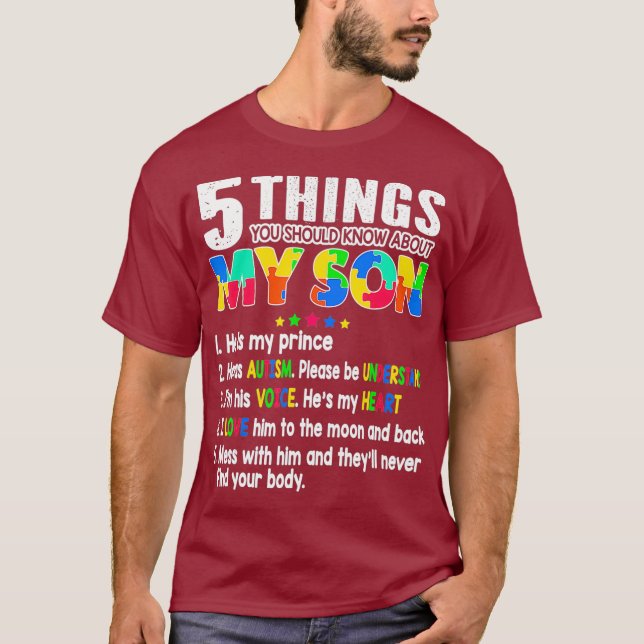 Camiseta Autismo Concienciación apoya autismo hijo por mamá (Anverso)