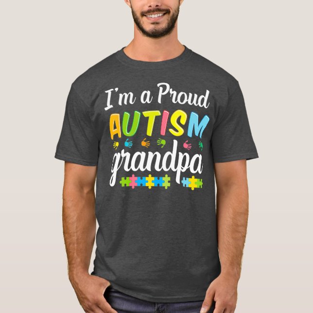 Camiseta Autismo: Concienciación del abuelo por mí como un  (Anverso)