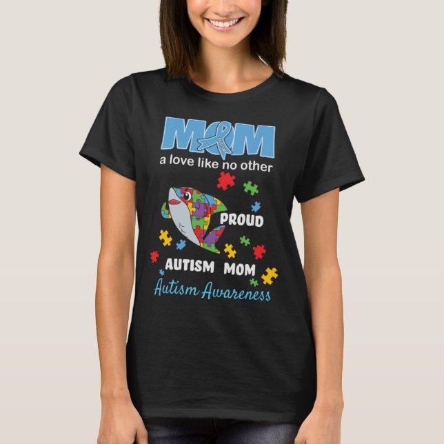 Camiseta Autismo Concienciación Mamá Mamá Amó El Autismo Or (Anverso)