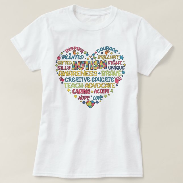 Camiseta Autismo Concienciación Rompecabezas del corazón Or (Diseño del anverso)