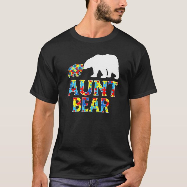 Camiseta Autismo Concienciación Tía El Rompecabezas Del Oso (Anverso)