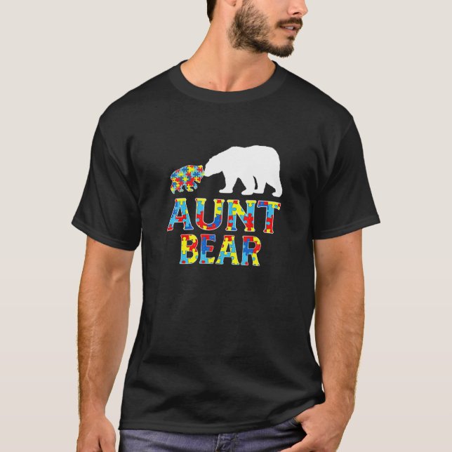 Camiseta Autismo Concienciación Tía El Rompecabezas Del Oso (Anverso)