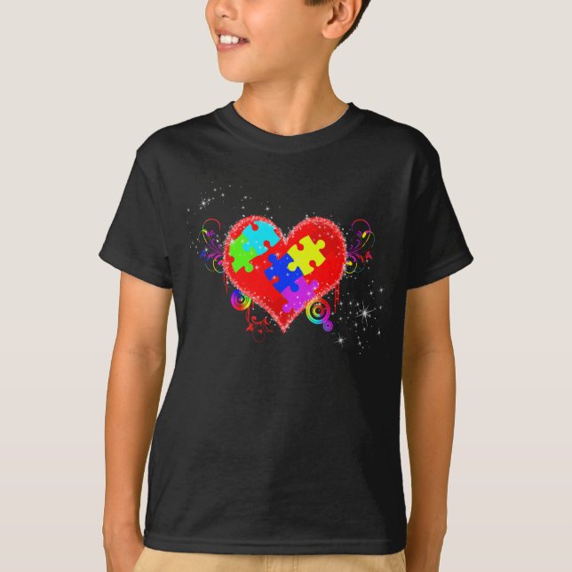 Camiseta Autismo Corazón Brillante (Anverso)