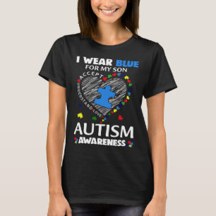 Camiseta Autismo Corazón Llevo Azul Por Mi Hijo Autismo Con