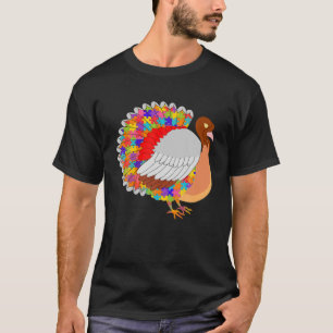 Camiseta Autismo de Acción de Gracias Turquía Rompecabezas 