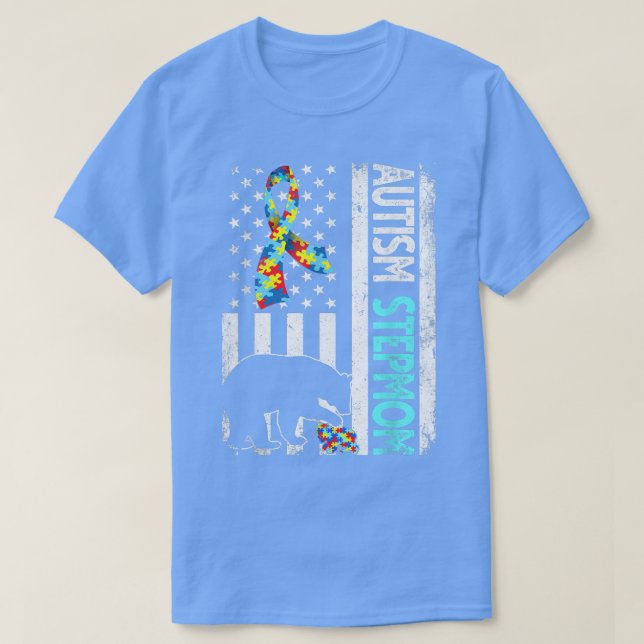 Camiseta Autismo de bandera norteamericana con angustia Ste (Diseño del anverso)