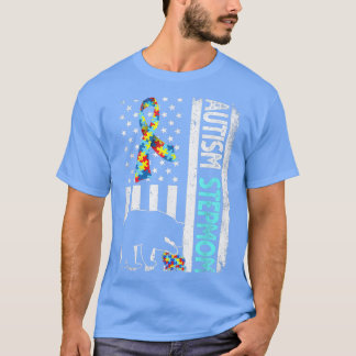 Camiseta Autismo de bandera norteamericana con angustia Ste