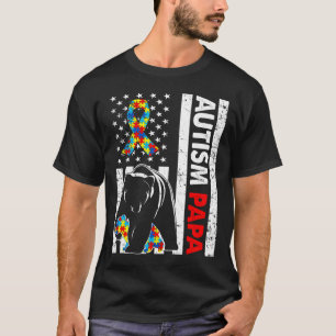 Camiseta Autismo de bandera retro estadounidense: papá llev