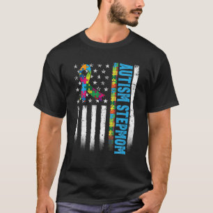 Camiseta Autismo de bandera retro-norteamericana de autismo