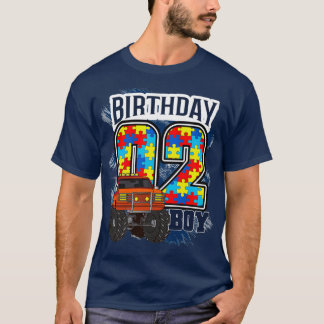 Camiseta Autismo de cumpleaños de dos años Amo Camión Monst